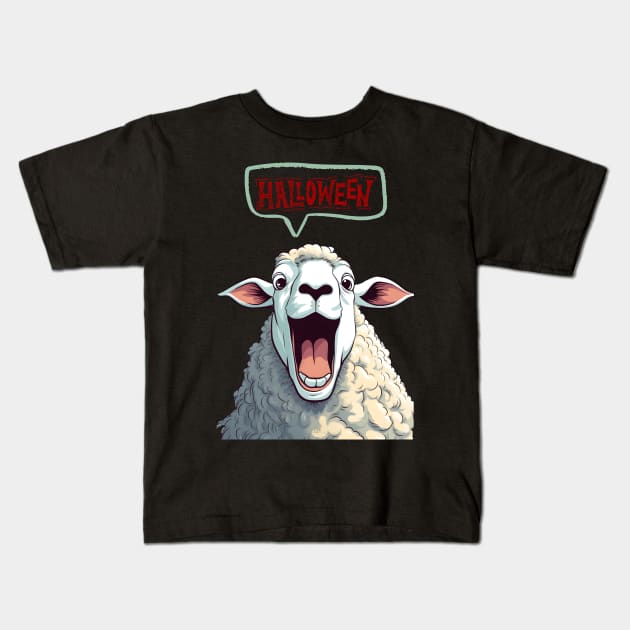 Halloween Sheep Kids T-Shirt by Funtomass